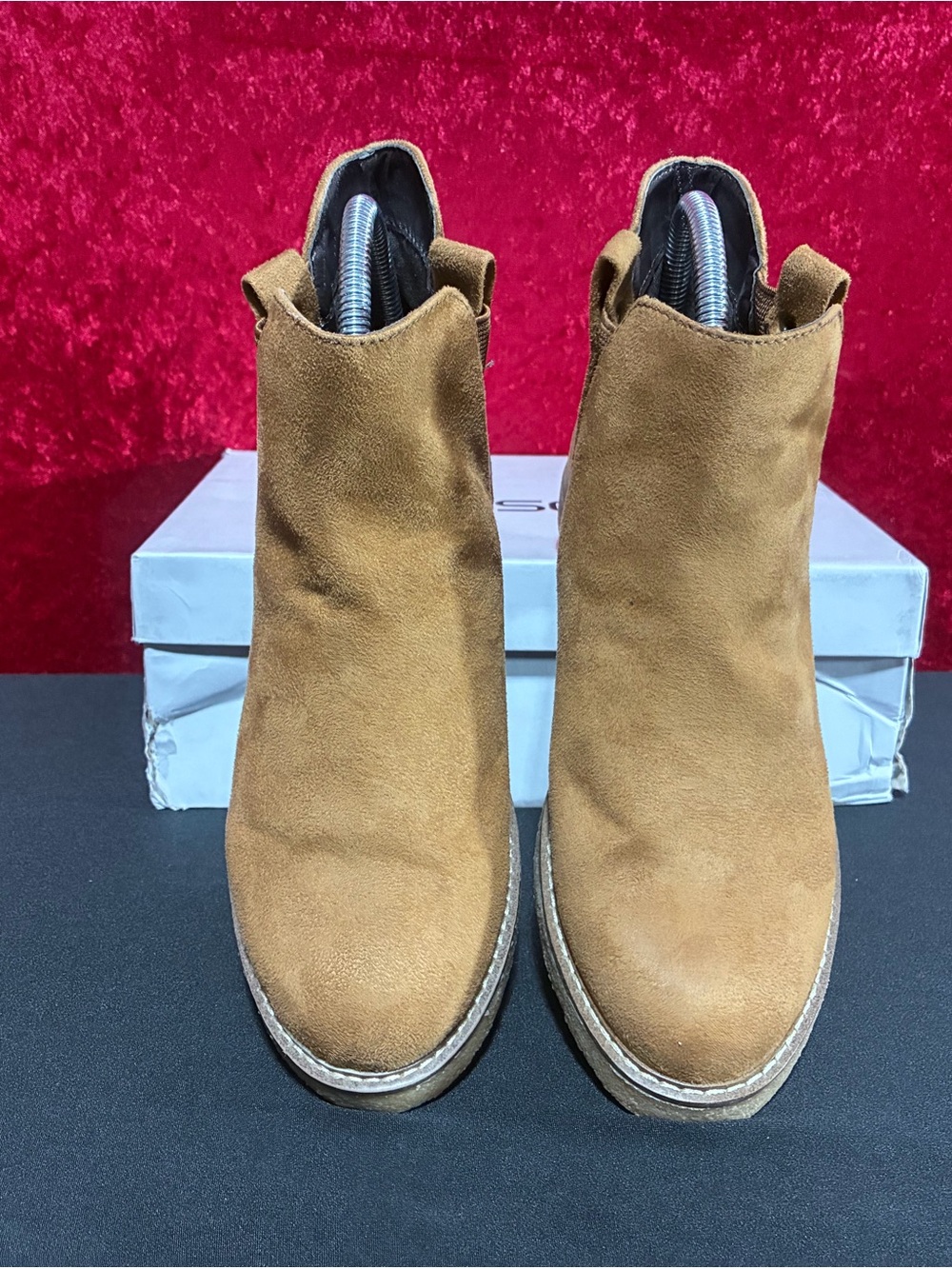 Obsel: Women’s Ankle Booties Tan Suede Sz 37 / Women’s Sz 7